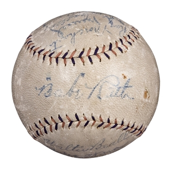 1927 World Champion New York Yankees Team Signed Baseball With 10 Signatures Including Ruth, Gehrig, Combs & Meusel Dated May 1,1927 (PSA/DNA)